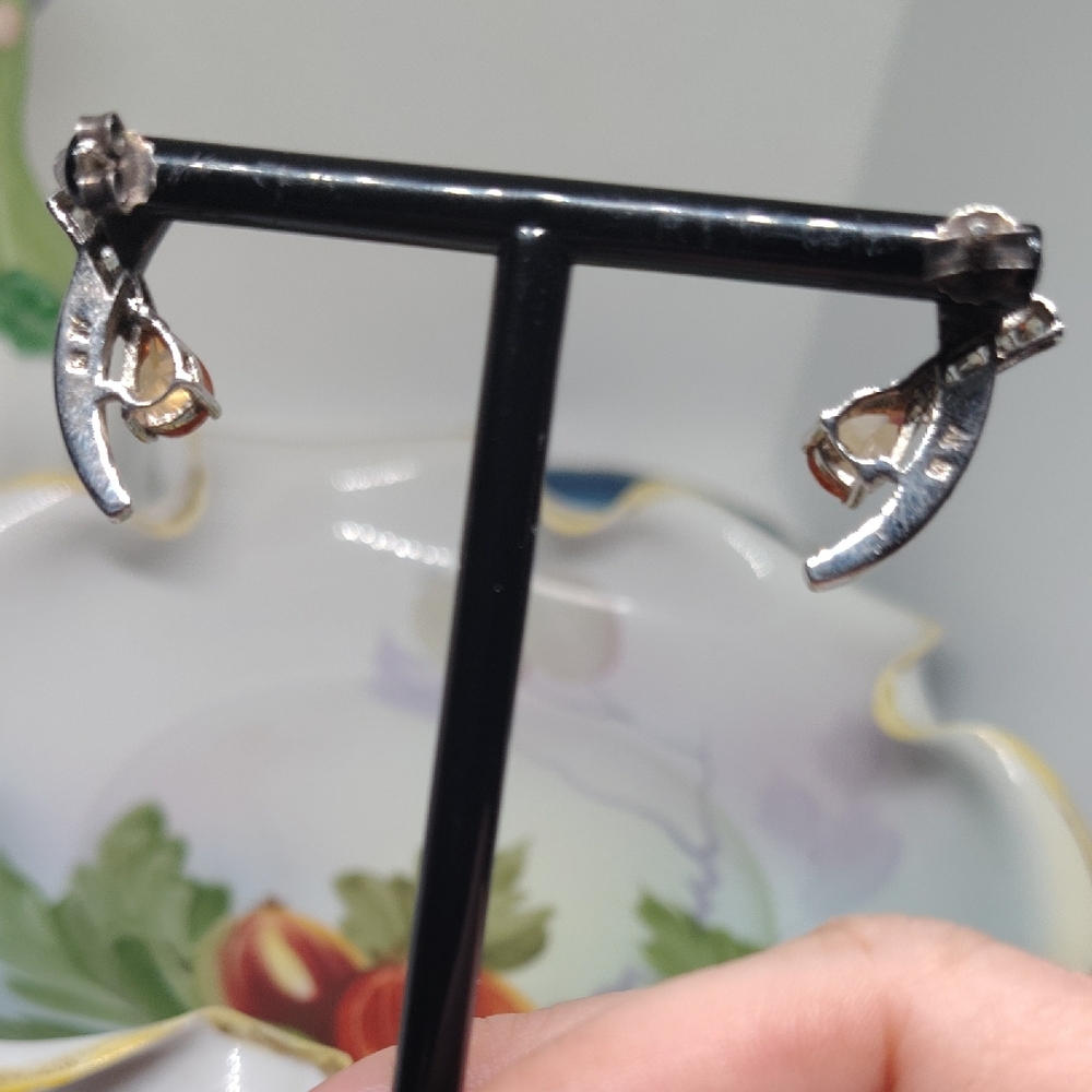 Elegant Silver And Orange Statement Earrings - image 5